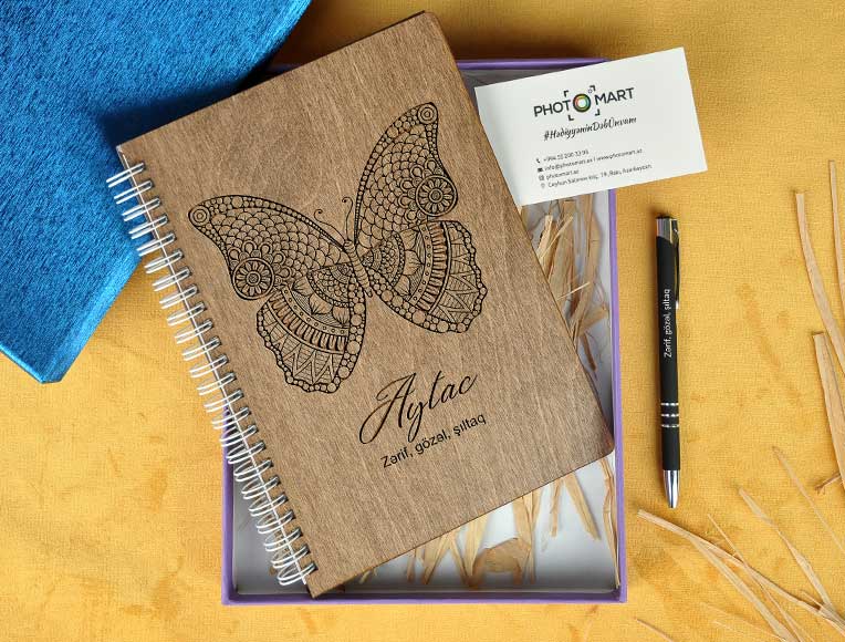 Wooden Notebook | Butterfly | Photomart.az