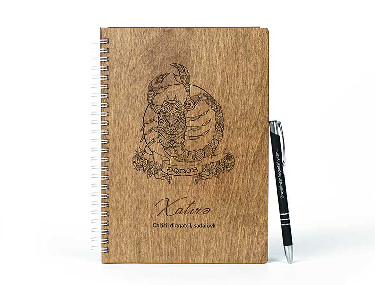 Wooden Notebook | Scorpion | Photomart.az