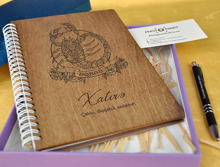 Wooden Notebook | Scorpion | Photomart.az